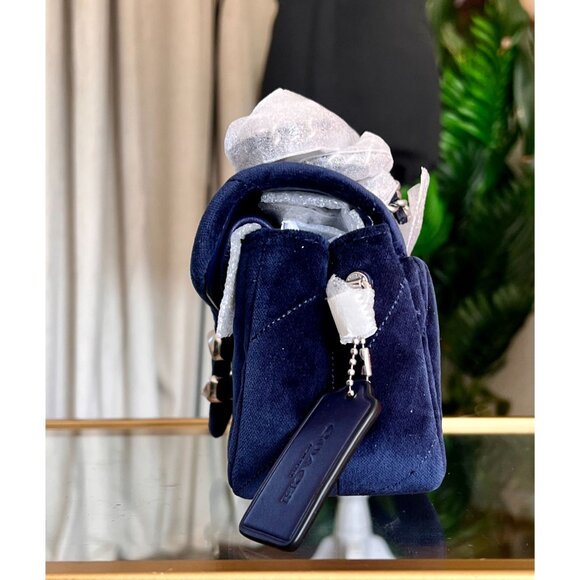 NEW WITH TAGS!! SOLD OUT!  AUTHENTIC Coach Blue Velvet Quilted Tabby 20 - Picture 5 of 14